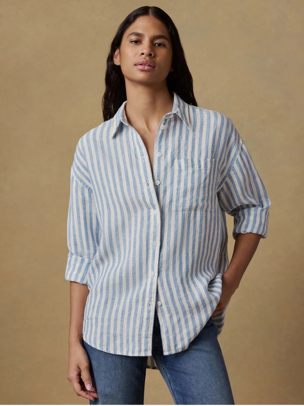 Laguna Linen Relaxed Shirt - Ocean Lucy Stripe - Picture 2 of 10